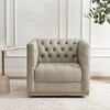 KINWELL 100% Genuine Leather Square Swivel Barrel Accent Chair - 2 of 4
