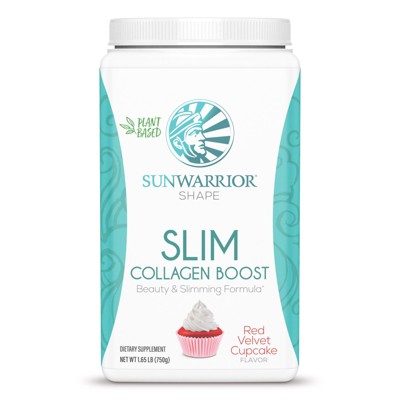 Image of SLIM Collagen Boost Protein Powder, Beauty & Slimming Formula, Plant-Based Protein, Red Velvet Flavor, Sunwarrior, 750gm