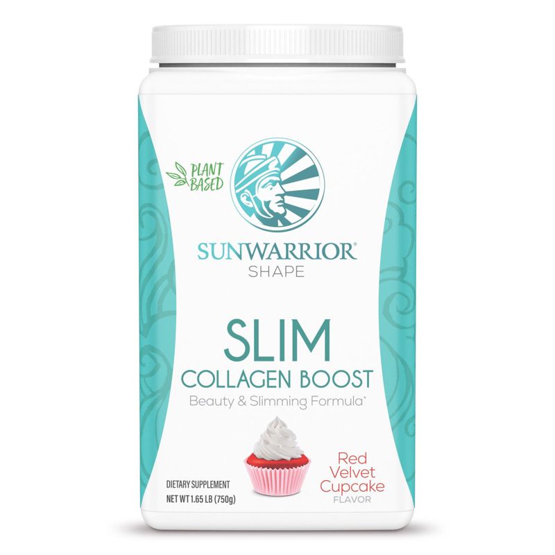 SLIM Collagen Boost Protein Powder, Beauty & Slimming Formula, Plant-Based Protein, Red Velvet Flavor, Sunwarrior, 750gm, 1 of 7