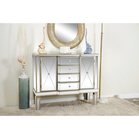 Beige Gold Mirrored Armoire