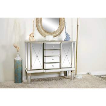 Glam Mirrored Rectangular Storage Cabinet Silver - Olivia & May