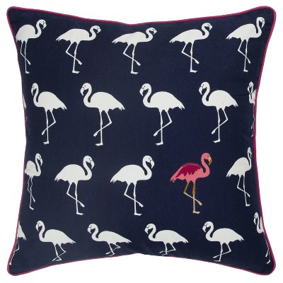 Flamingos Poly Filled Pillow Navy - Rizzy Home