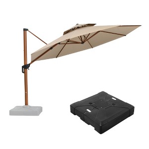 PURPLE LEAF 10/11/12/13ft Outdoor Umbrella with Base Patio Round Large Cantilever Umbrella Windproof Offset Heavy Duty Umbrella for Garden Deck Pool - 1 of 4