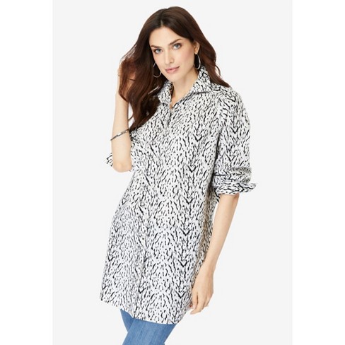 Roaman's Women's Plus Size Kate Tunic Big Shirt, 26 W - White Layered ...