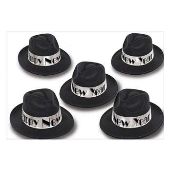 Beistle New Year Swing Silver Fedora Hat One Size Black 88596BKS25