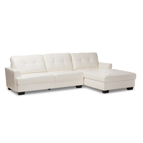 Adalynn Faux Leather Upholstered, Sectional Sofa Leather White