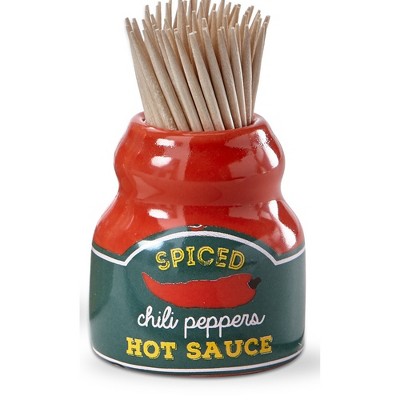 Handmade Stoneware Hot Sauce Toothpick Holder Set
