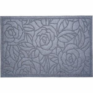 HomeRoots 18" X 30" Gray Floral Outdoor Polypropylene Door Mat - 1 of 4