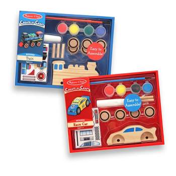 Melissa & Doug Decorate-Your-Own Wooden Train and Race Car Craft Kits, Set of 2