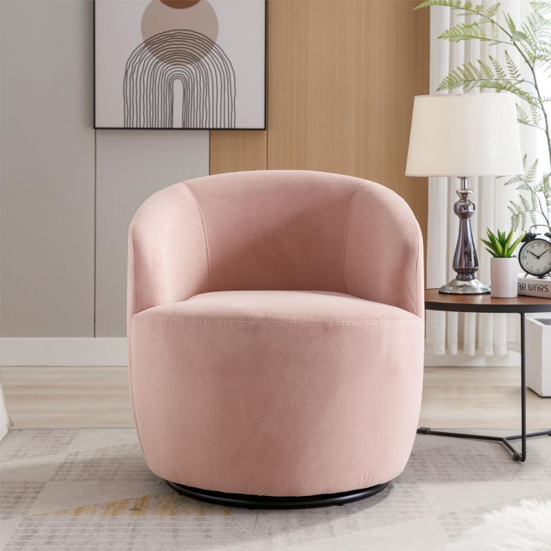 Fannie Chenille Swivel Accent Armchair Barrel Chair,25.60'' Wide Small Velvet Swivel Chair,360° Upholstered Swivel Barrel Chair-Maison Boucle‎, 3 of 9