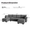 XIZZI 4-Piece Chenille Sofa Set with Large Chaise & Ottoman - Modern Sectional Sofa in White/Beige/Gray/Black, with Round/Square/Sloped Armrest - 2 of 4