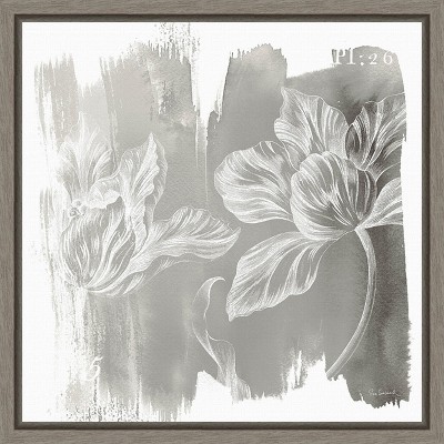 Amanti Art Water Wash II Neutral (Floral) by Sue Schlabach Canvas Wall Art Print Framed 16-in. x 16-in.