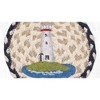 Earth Rugs White Lighthouse Round Coaster – 7"x7" Braided Jute, Coastal Cottage Design, Hand-Stenciled Nautical Accent - 3 of 3