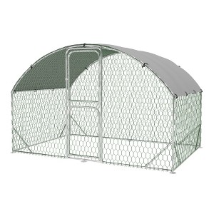 Heavy-duty walk-in chicken coop, large poultry cage with waterproof UV-resistant cover and round top design, suitable for backyard - 1 of 4