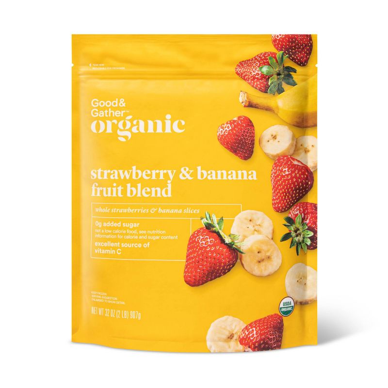 Organic Strawberry & Banana Frozen Fruit Blend - 32oz - Good & Gather&#8482;, 1 of 5