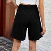 BLUEMING Womens Baggy Jean Shorts Button High Waist Stretchy Loose Trendy Casual Denim Shorts with Pockets - 2 of 4