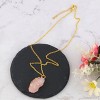Natural Stone Chain Irregular Healing Crystal Raw Quartz Handmade Wrapped Gemstone Necklace for Women Men, Rose Quartz - 2 of 4