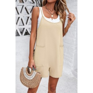 I AM A FASHION JUNKY Scoop Neck Spaghetti Straps Loose Fit Solid Romper - 1 of 4