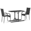 vidaXL 3 Piece Patio Dining Set Black - 2 of 4
