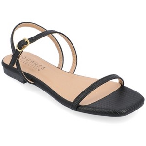 Journee Collection Womens Crishell Textured Material Sling Back Stacked Heel Sandals - 1 of 4