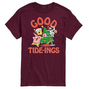Men's - SpongeBob SquarePants - Good Tide Christmas Short Sleeve Graphic T-Shirt - 1 of 4