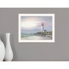 HomeRoots Lighthouse at Sunset White Framed Print Wall Art - 2 of 4