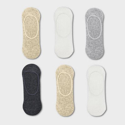 Women's 6pk Liner Socks - A New Day™ Oatmeal Heather/white/heather Gray ...
