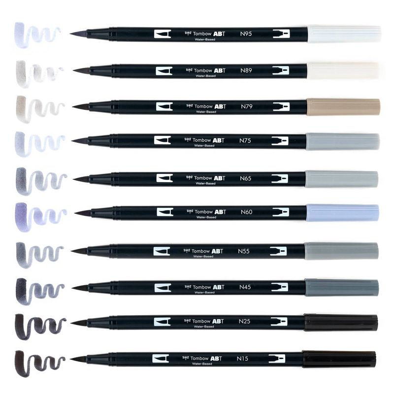 Tombow 10ct Dual Brush Pen Art Markers - Grayscale, 6 of 13