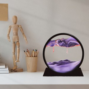 Moving Sand Art, 3D Natural Landscape Round Glass Mobile Sands Painting Ornaments, Home Office Decorations Round Shape - 1 of 4