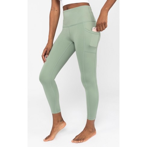 Yogalicious Womens Lux Elastic Free High Waist Side Pocket 7/8 Ankle Legging  - Pacific - Large : Target