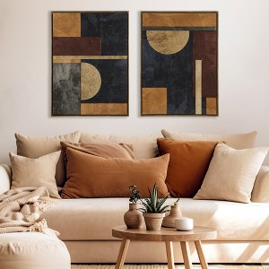 Gulches Hand-Embellished Abstract 2-Piece Framed Canvas Wall Art Set - Unique Elegance for Your Home - 1 of 4