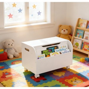 Airsurfer Kids Toy Storage Organizer with Bookshelf Modern Kids Toy Organizer Wooden Toy Storage Chest for Children's Playroom Organization - 1 of 4