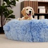 Human-Sized Dog Bed for Adults – 71" x 43.3" x 10" Large Washable Faux Fur Bed with Storage Pockets & Anti-Slip Bottom for Pets and Kids, Blue - 3 of 4