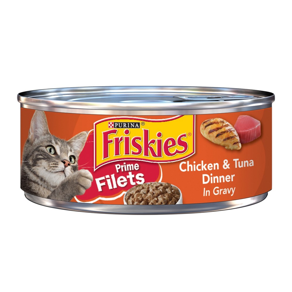 UPC 050000100460 product image for Friskies Chicken & Tuna Dinner in Gravy Prime Filets Wet Cat Food - 5. | upcitemdb.com