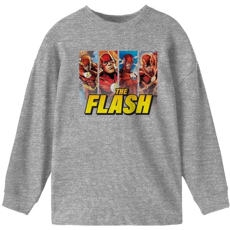 Flash Comics Panels Boy's Athletic Heather Long Sleeve Shirt, 1 of 2