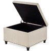 Lyngins Square Linen Storage Ottoman with Wooden Legs, Button-Tufted Ottoman with Storage, Nail Trim, 30" Foot Stool, Coffee Table, Entryway Bench - 2 of 4