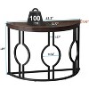 Gulches Semi-Circle Console Table 43.3”L Retro Industrial Design, Dark Distressed Finish, Sturdy Metal Frame, 120lb Capacity - 2 of 3