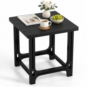 18.5 Inch Outdoor Side Table with Adirondack Slatted Top in Black