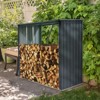 2-In-1 Outdoor Backyard Steel Firewood Rack and Black Metal Storage Shed,Indoor Garden Sloped Roof Open Firewood Storage Buildings-Coolbibila - 2 of 4