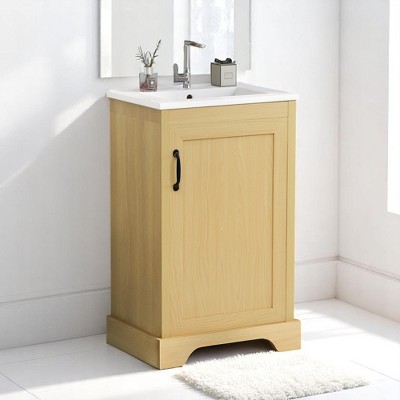 Mshliw 20" Bathroom Vanity with Sink, Soft Closing Door, Storage Rack & Adjustable Shelves for Bathroom Organization