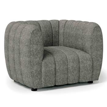 HOMES: Inside + Out Rainmist Glam Boucle Fabric Channel Tufted Accent Armchair