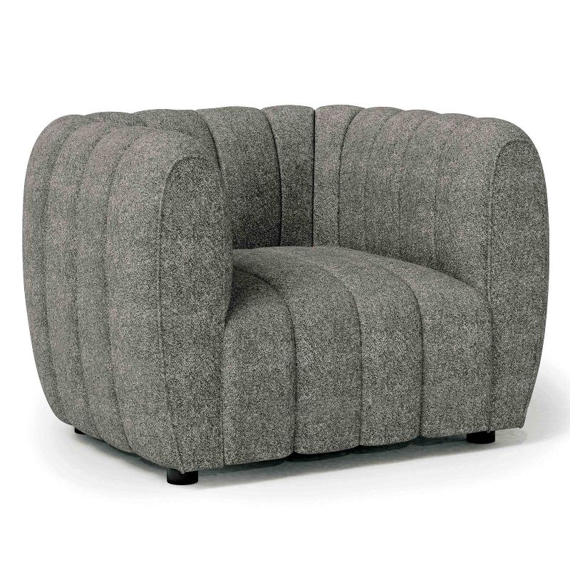 HOMES: Inside + Out Rainmist Glam Boucle Fabric Channel Tufted Accent Armchair, 1 of 4