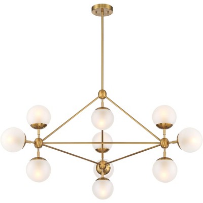 Possini Euro Design Antique Brass Plug-In Swag Chandelier 5 1/2 Wide Modern Frosted A19 LED Bulb for Dining Room House Entryway