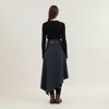 Anna-Kaci Women's Asymmetrical Pinstripe Midi Skirt with High Waist and Tailored Draping - 3 of 4