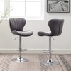 Velvet Upholstered Adjustable Swivel Barstools Set of 2 with Footrest and Chrome Finish for Kitchen or Home Bar - 4 of 4