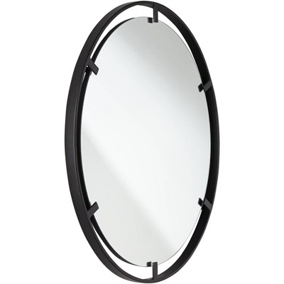 Starbird Round Black Metal Openwork Wall Mirror 34"
