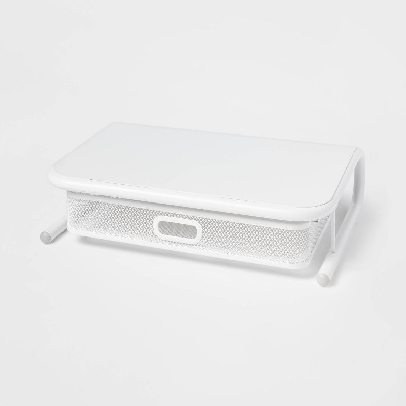 Mesh Monitor Stand with Drawer White - Brightroom&#8482;, 1 of 5