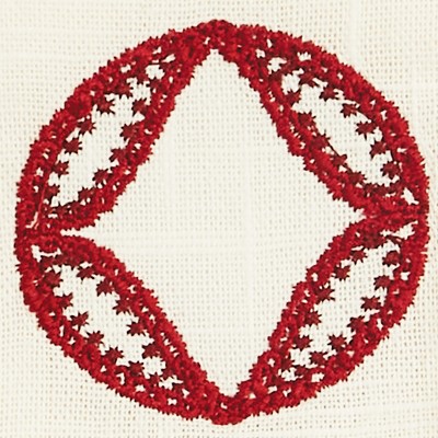 Festive Red and Cream Cotton Linen Embroidered Napkin Set