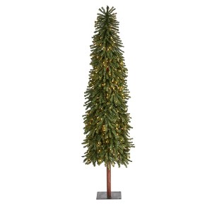 7ft Nearly Natural Pre-Lit Grand Alpine Slim Artificial Christmas Tree Clear Lights - 1 of 4