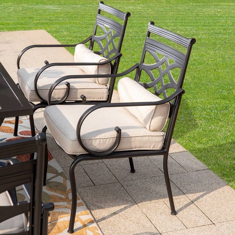 2pk Outdoor Dining Chairs with Thick Seat &#38; Back Cushions &#38; Metal Frame - Captiva Designs, 2 of 9